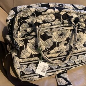 Vera Bradley Camelia Floral Quilted Bag in Black and White